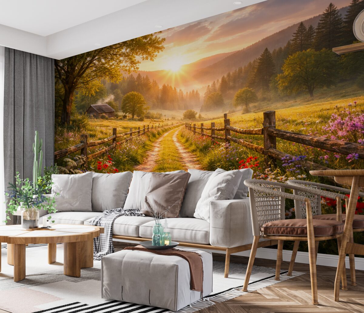 Fototapeta Tropikalne liście w deszczowej akwareli