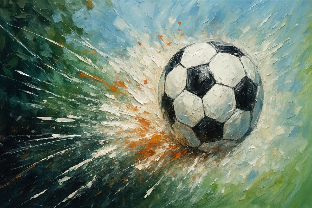 Fototapeta Piłka nożna unosząca się obraz olejny sztuka awangardowa.
