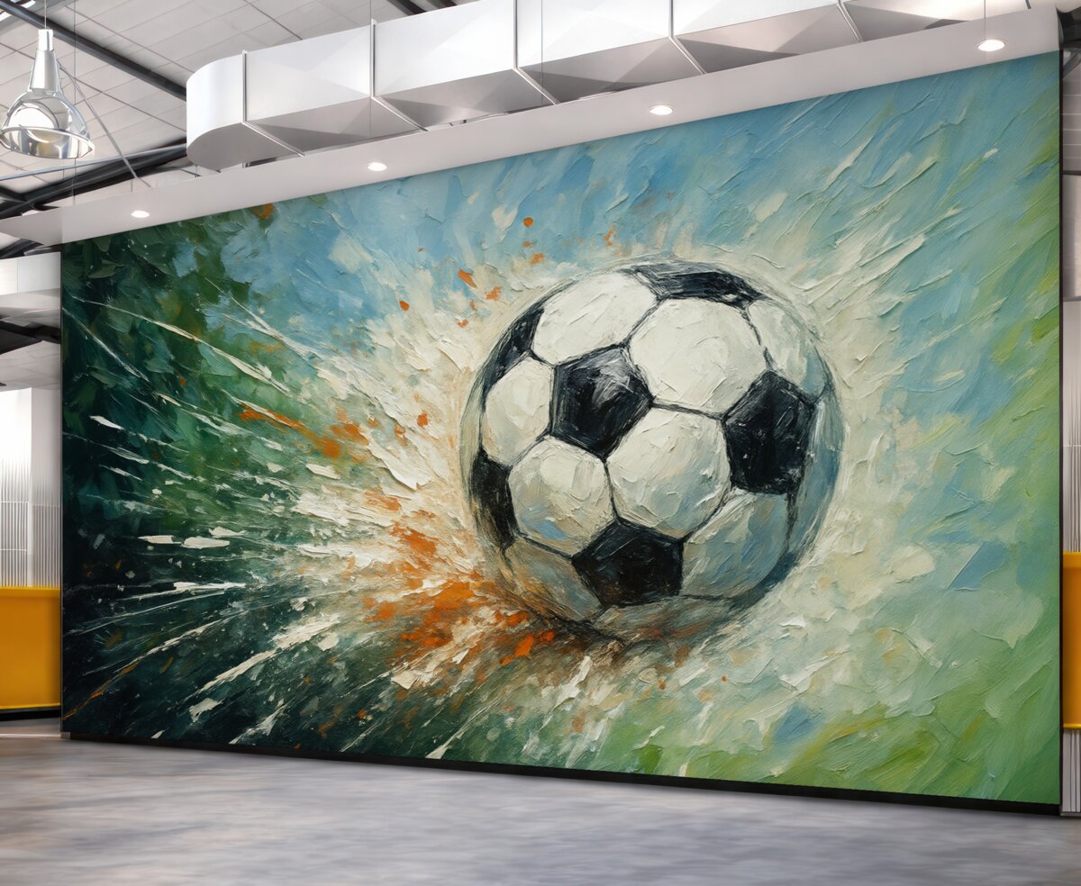 Fototapeta Piłka nożna unosząca się obraz olejny sztuka awangardowa.