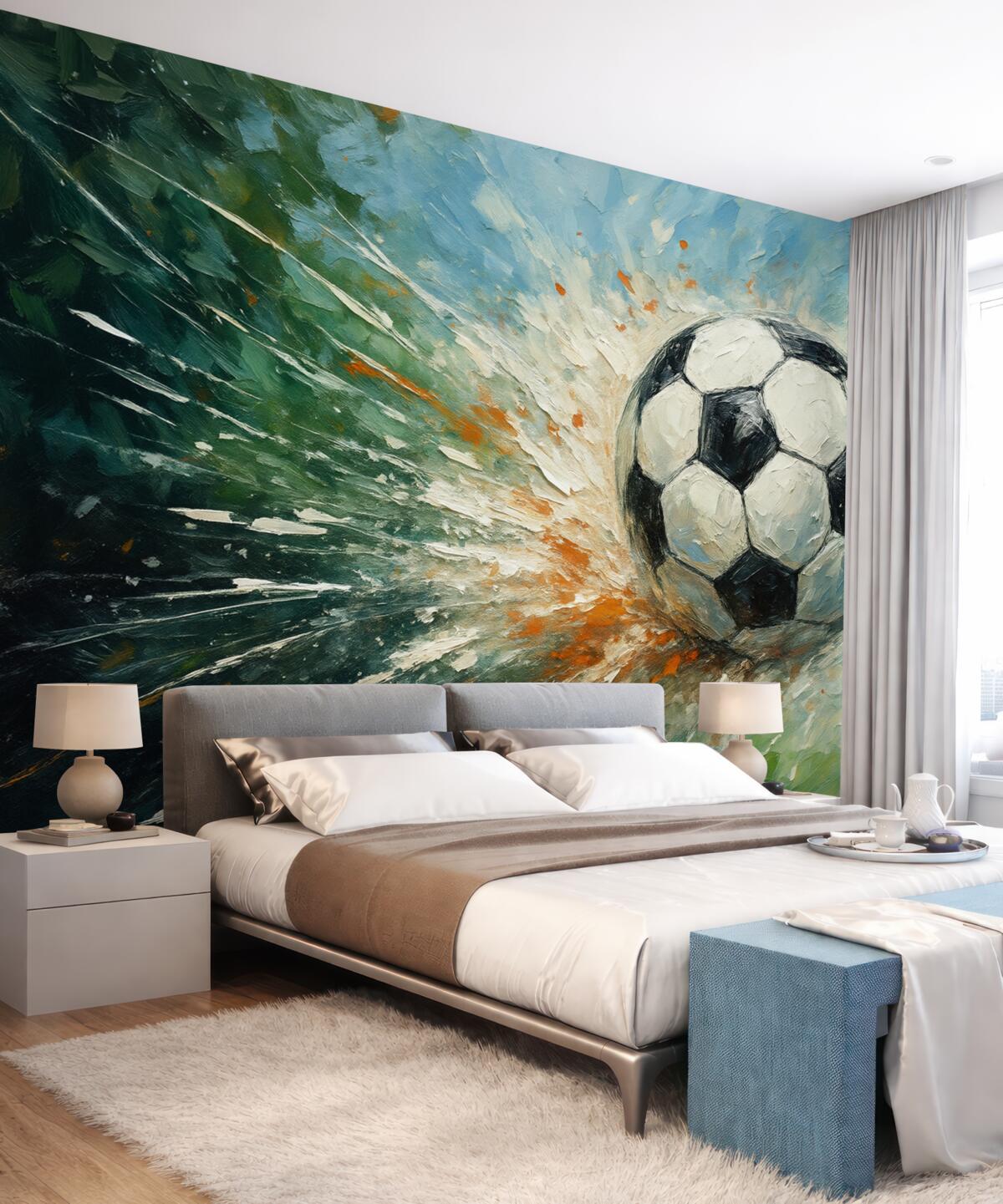 Fototapeta Piłka nożna unosząca się obraz olejny sztuka awangardowa.