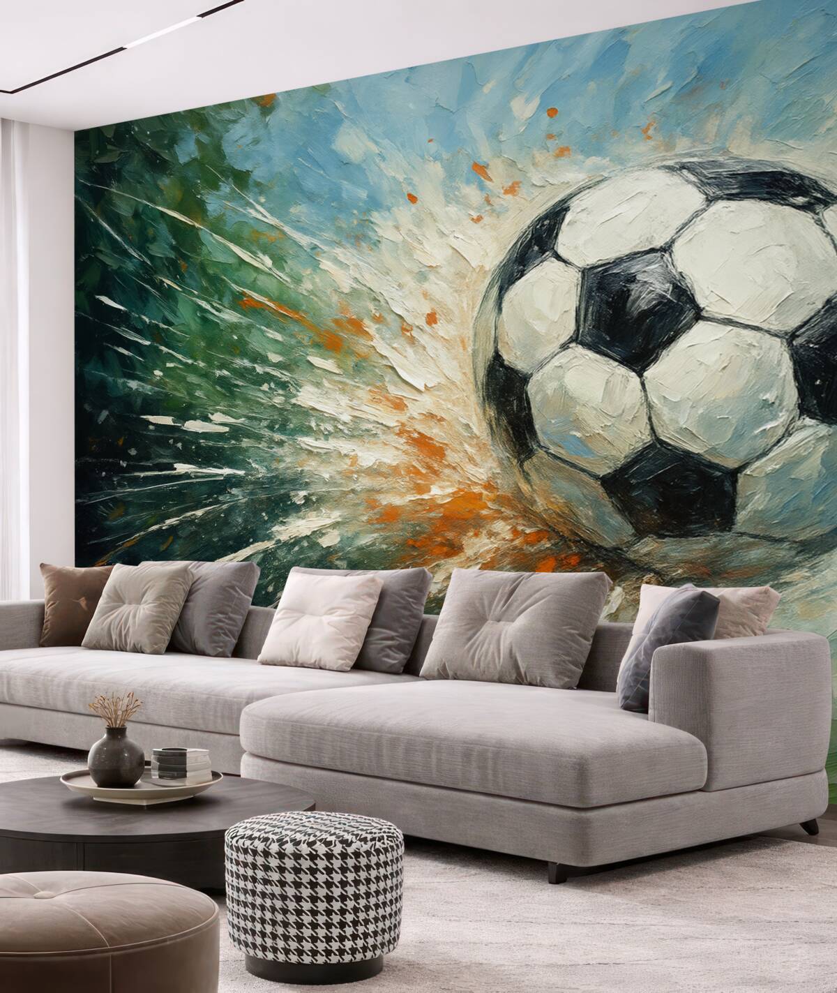 Fototapeta Piłka nożna unosząca się obraz olejny sztuka awangardowa.