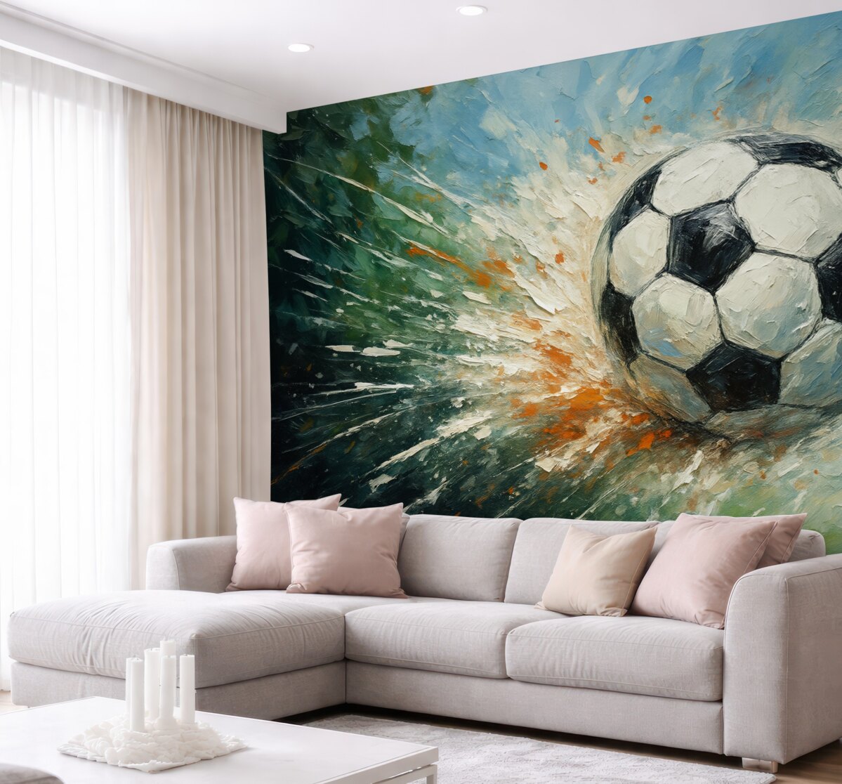 Fototapeta Piłka nożna unosząca się obraz olejny sztuka awangardowa.