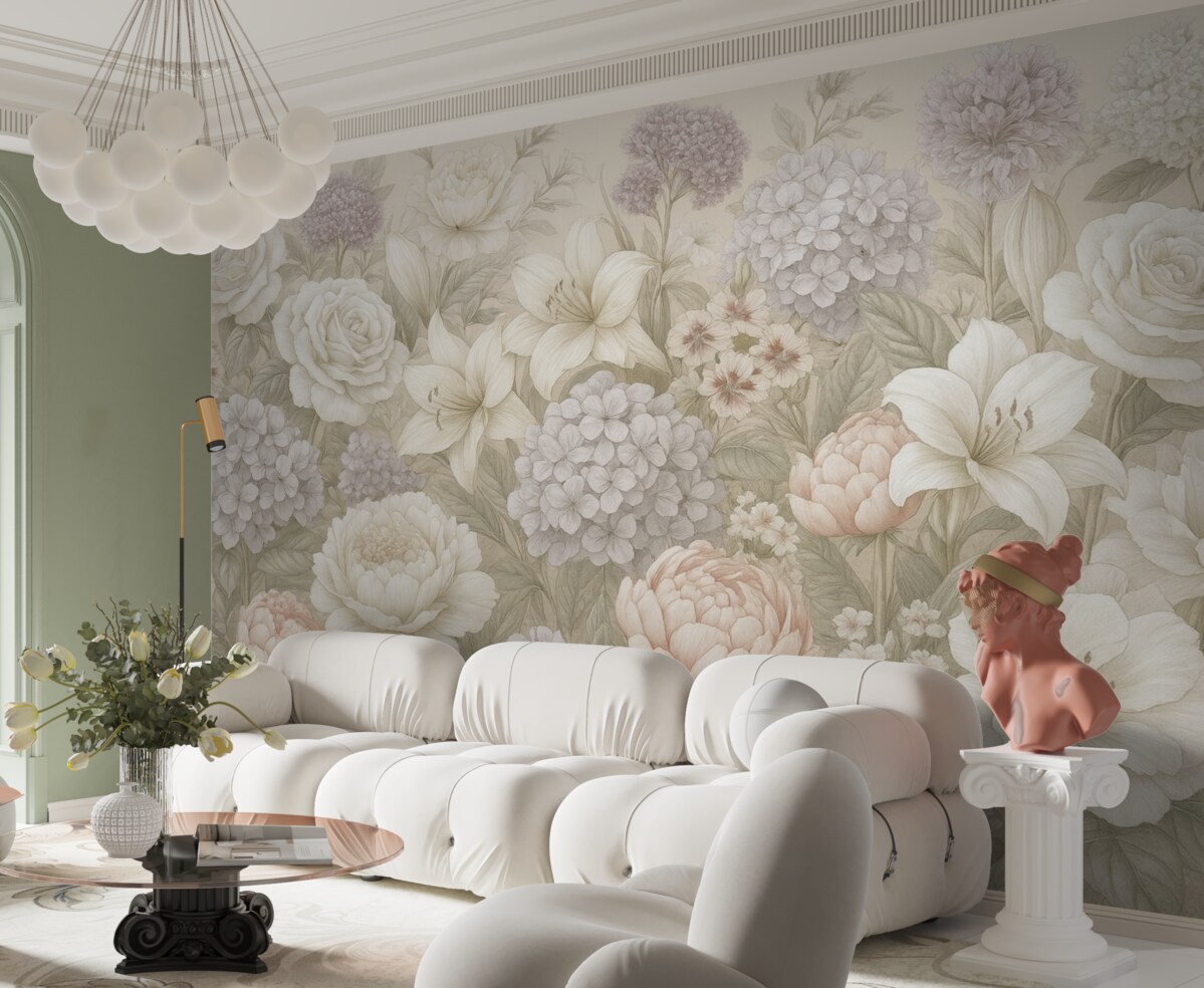 Fototapeta Czarujący letni ogród w delikatnych barwach.