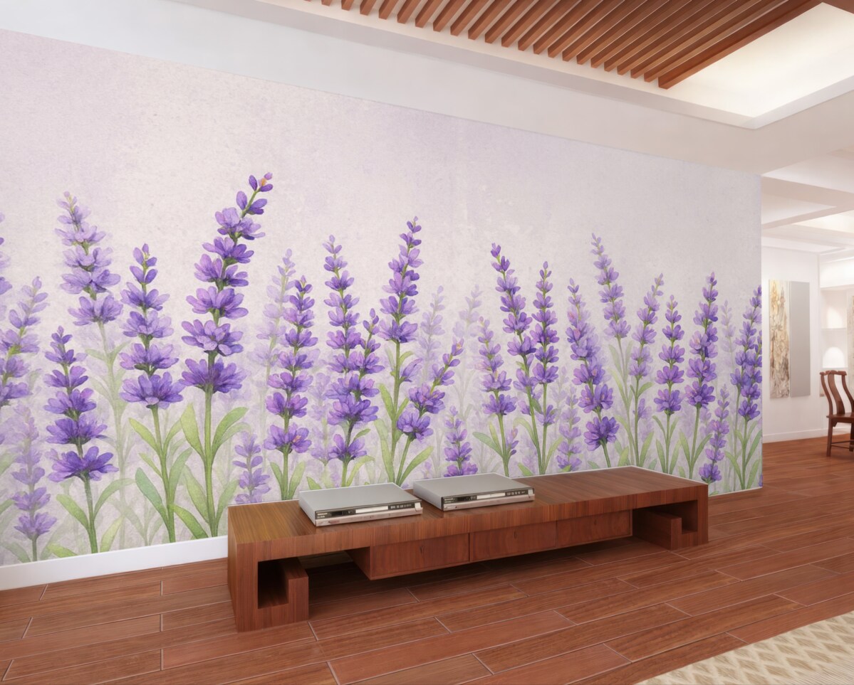 Fototapeta Kwiaty lawendy na tle betonu.