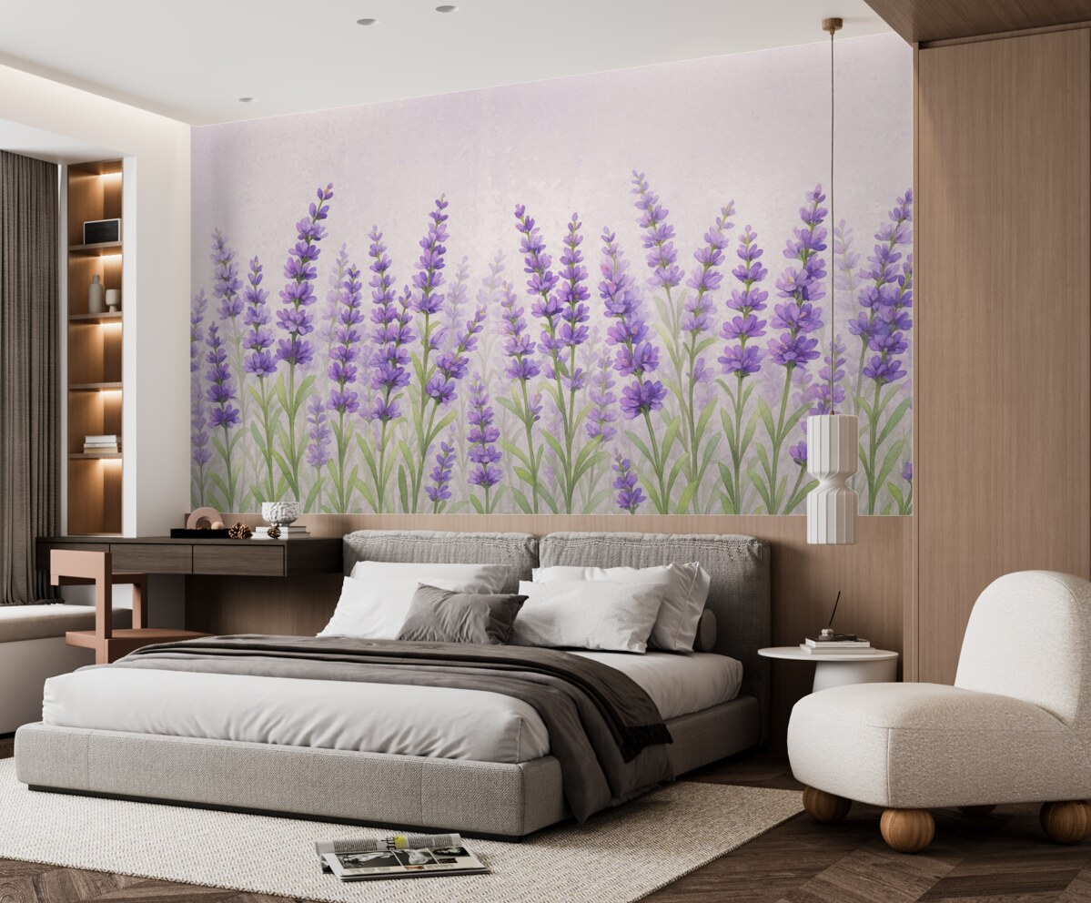 Fototapeta Kwiaty lawendy na tle betonu.