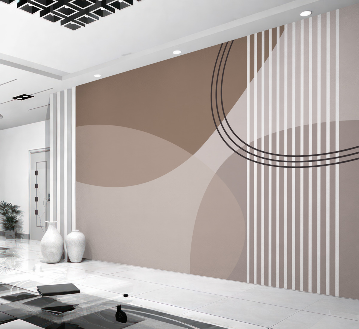 Fototapeta Linia abstrakcji geometrycznej oraz okrągowy minimalizm w nowoczesnym stylu.