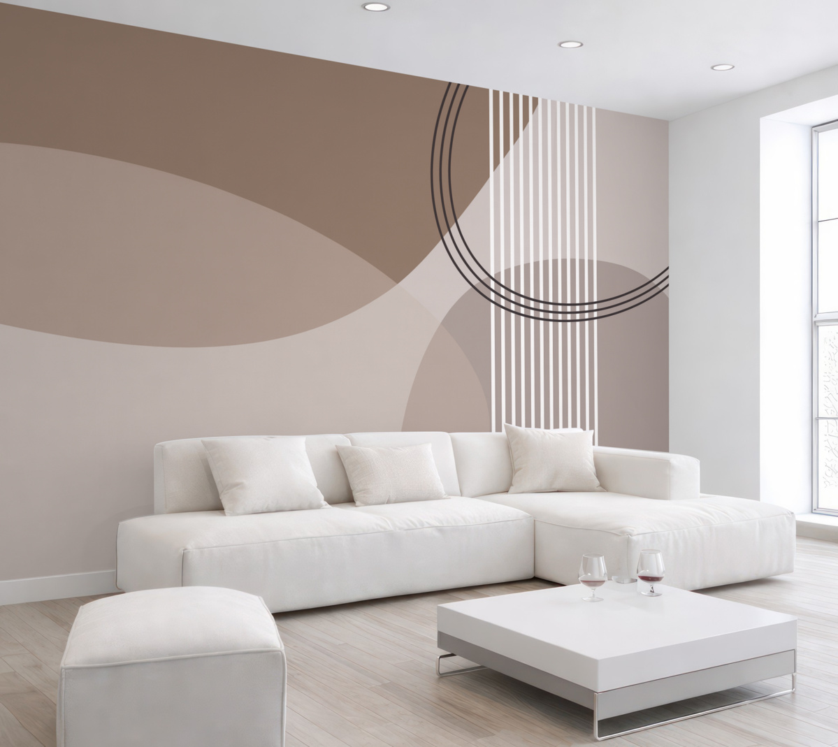 Fototapeta Linia abstrakcji geometrycznej oraz okrągowy minimalizm w nowoczesnym stylu.