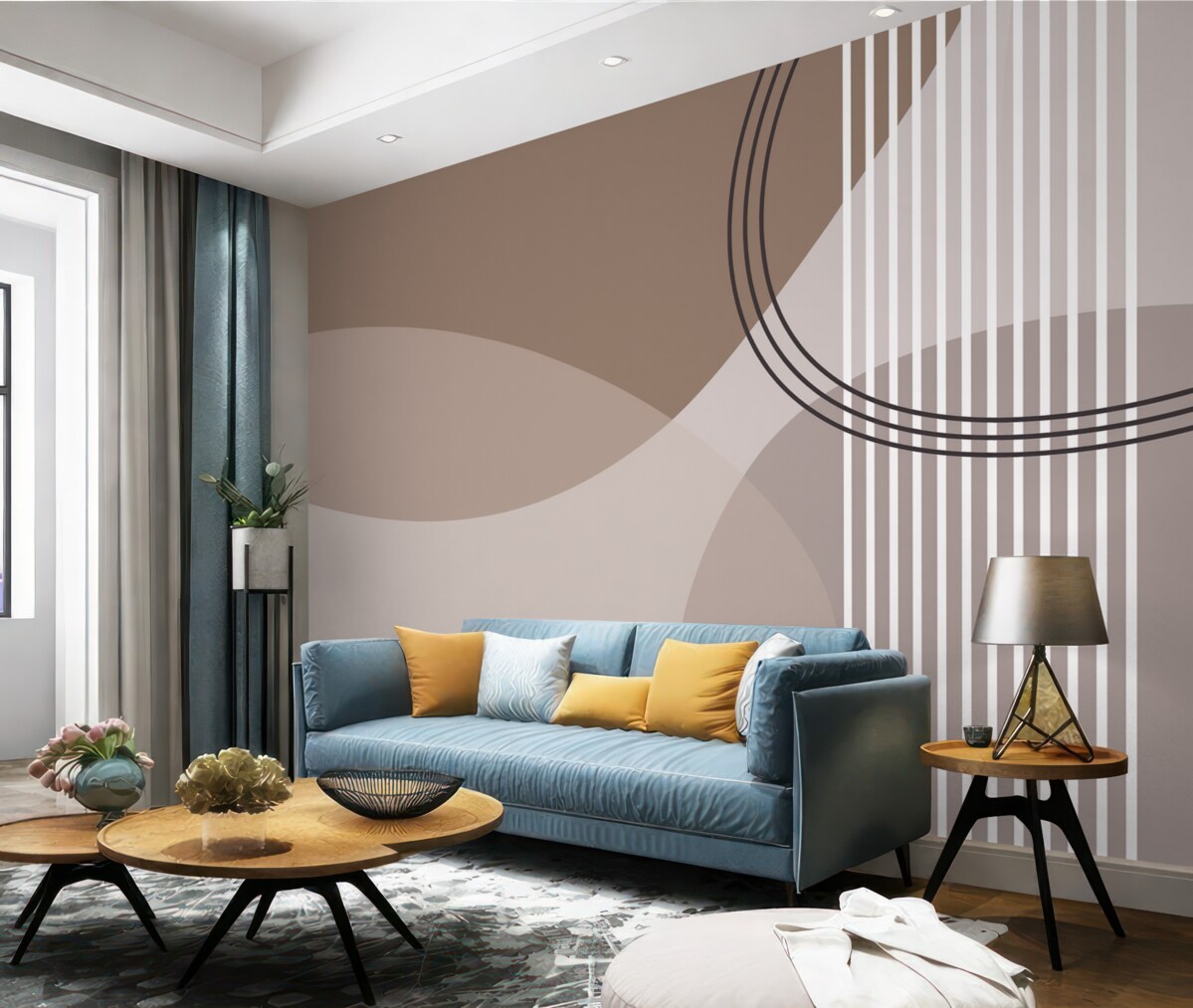 Fototapeta Linia abstrakcji geometrycznej oraz okrągowy minimalizm w nowoczesnym stylu.