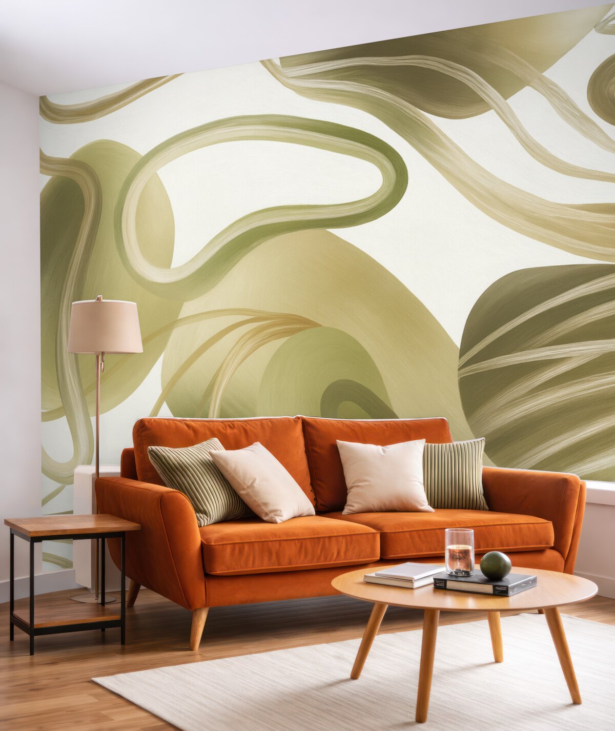 Fototapeta Abstrakcyjne, wirujące formy i krzywe w tonacjach beżowych tworzą dynamiczną i płynną kompozycję.