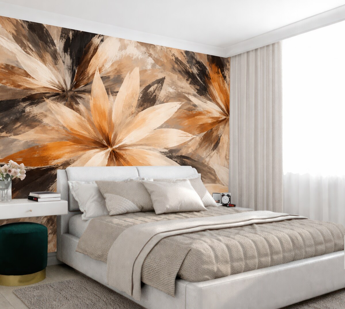 Fototapeta Abstrakcyjne liście w kolorze beżowym.