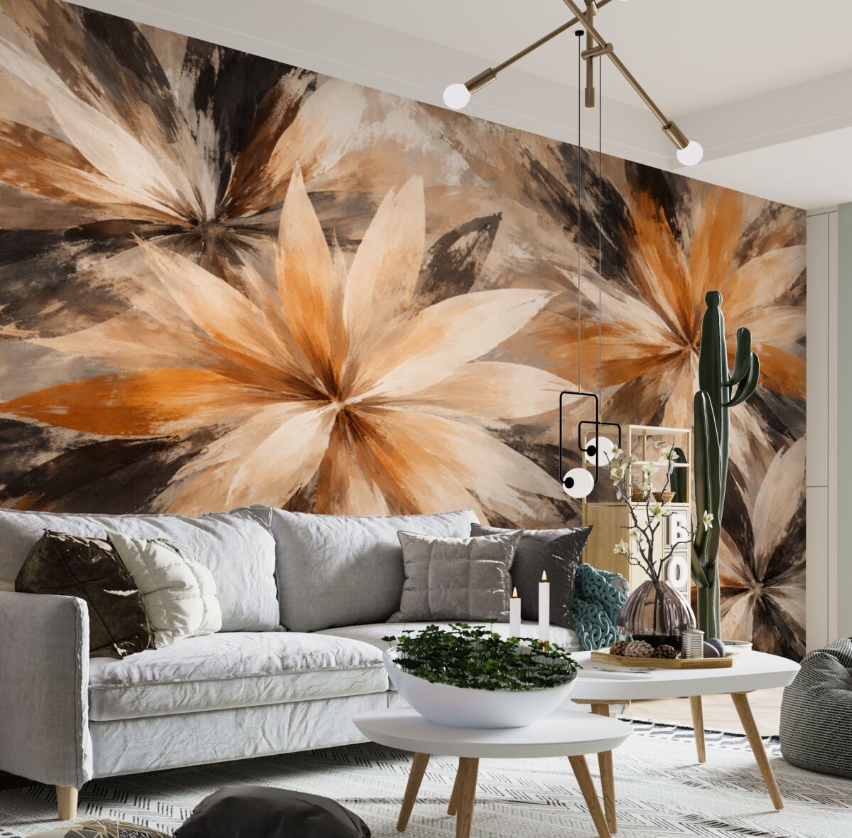 Fototapeta Abstrakcyjne liście w kolorze beżowym.