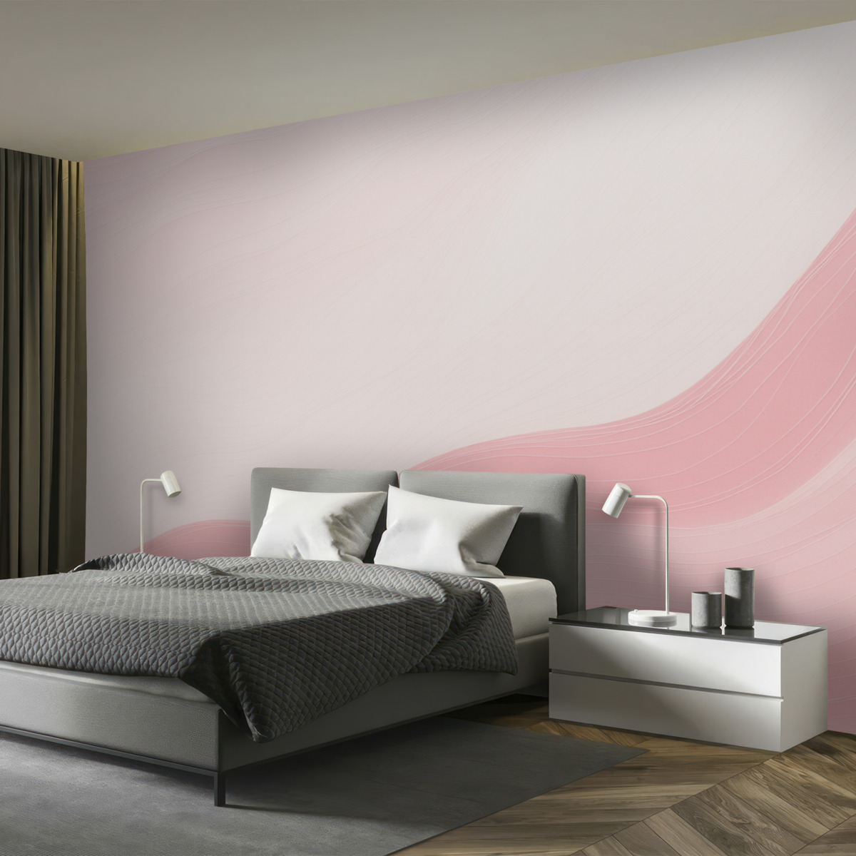 Fototapeta Różowe ślady i białe linie.