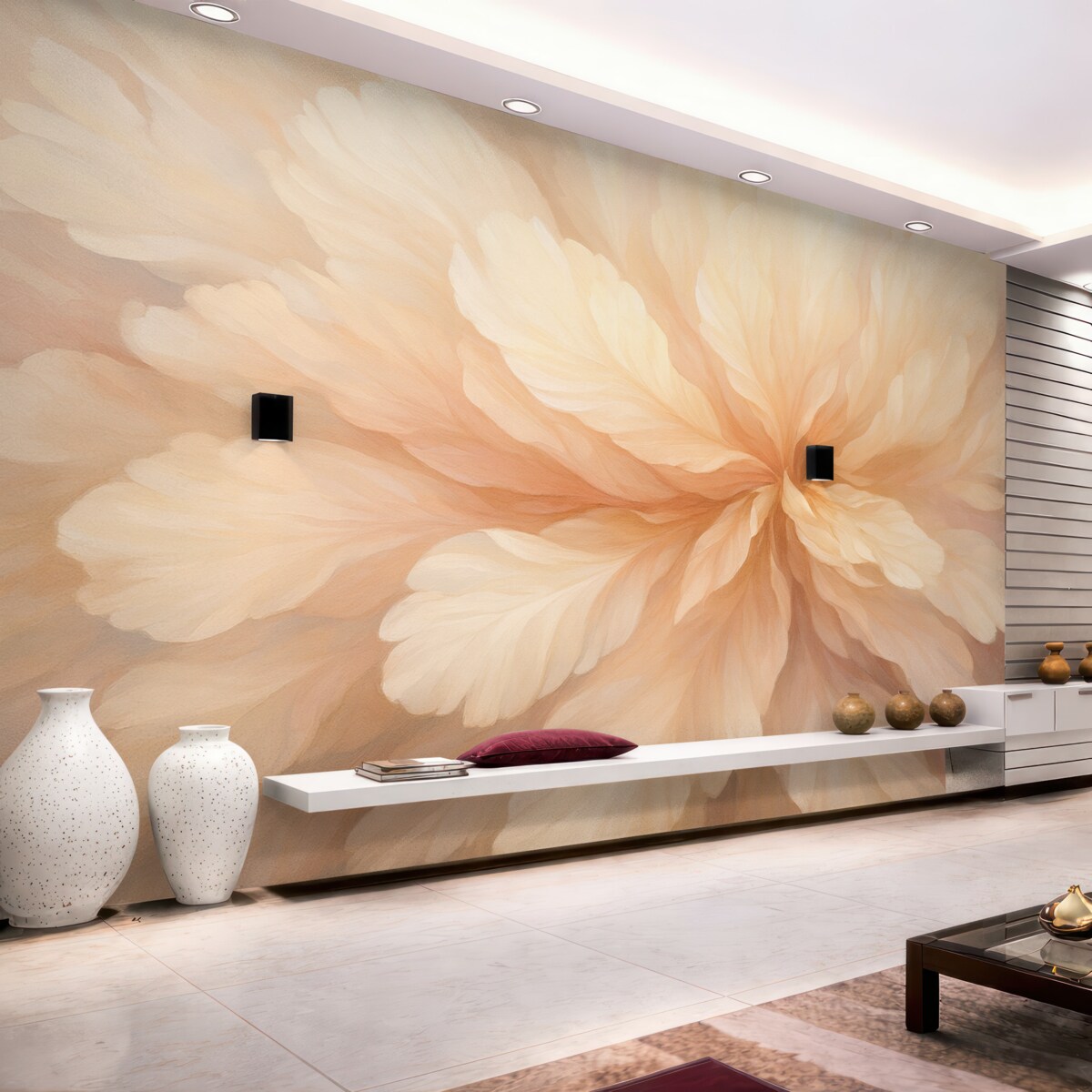 Fototapeta Subtelne muśnięcia beżowego koloru, naśladujące kwiat.