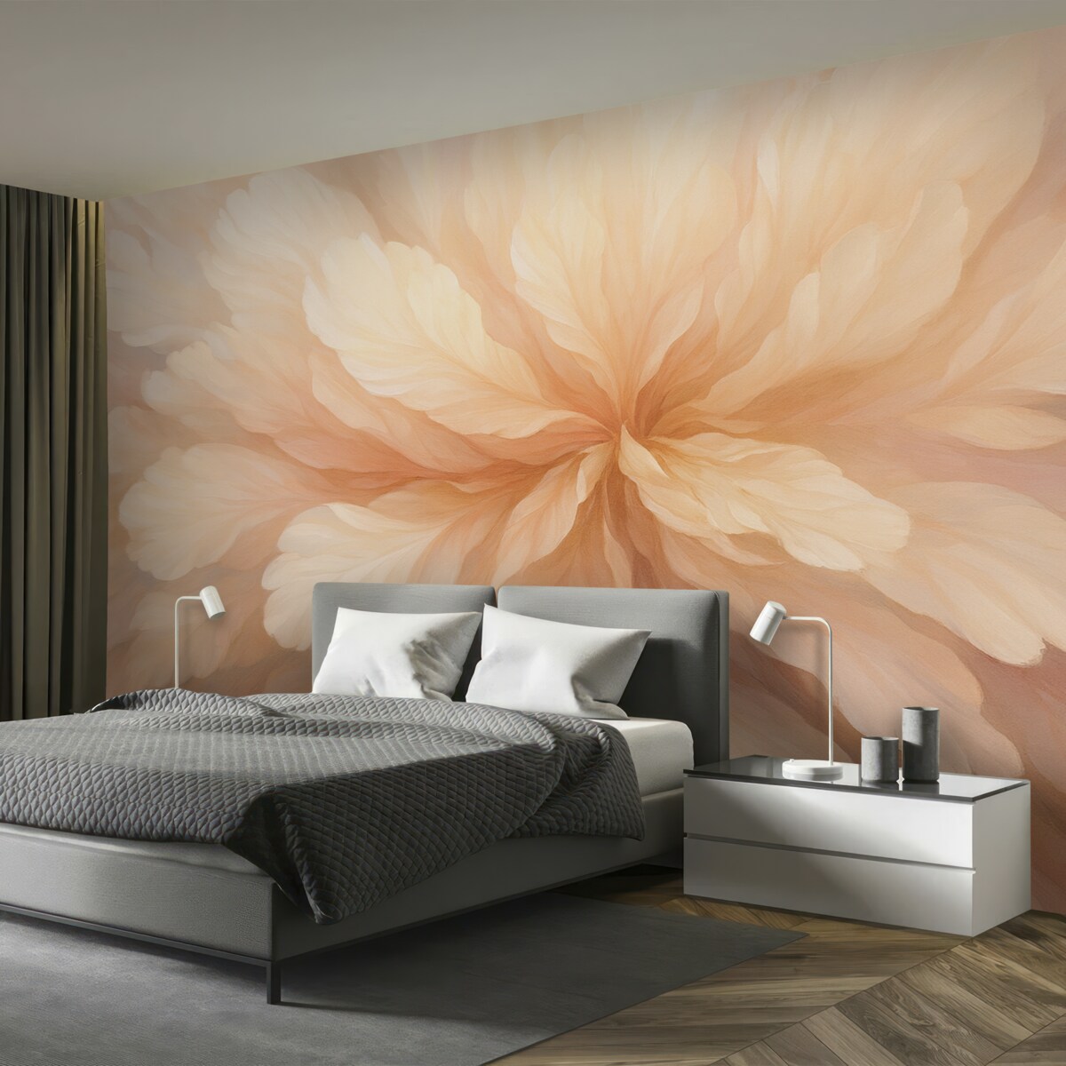 Fototapeta Subtelne muśnięcia beżowego koloru, naśladujące kwiat.