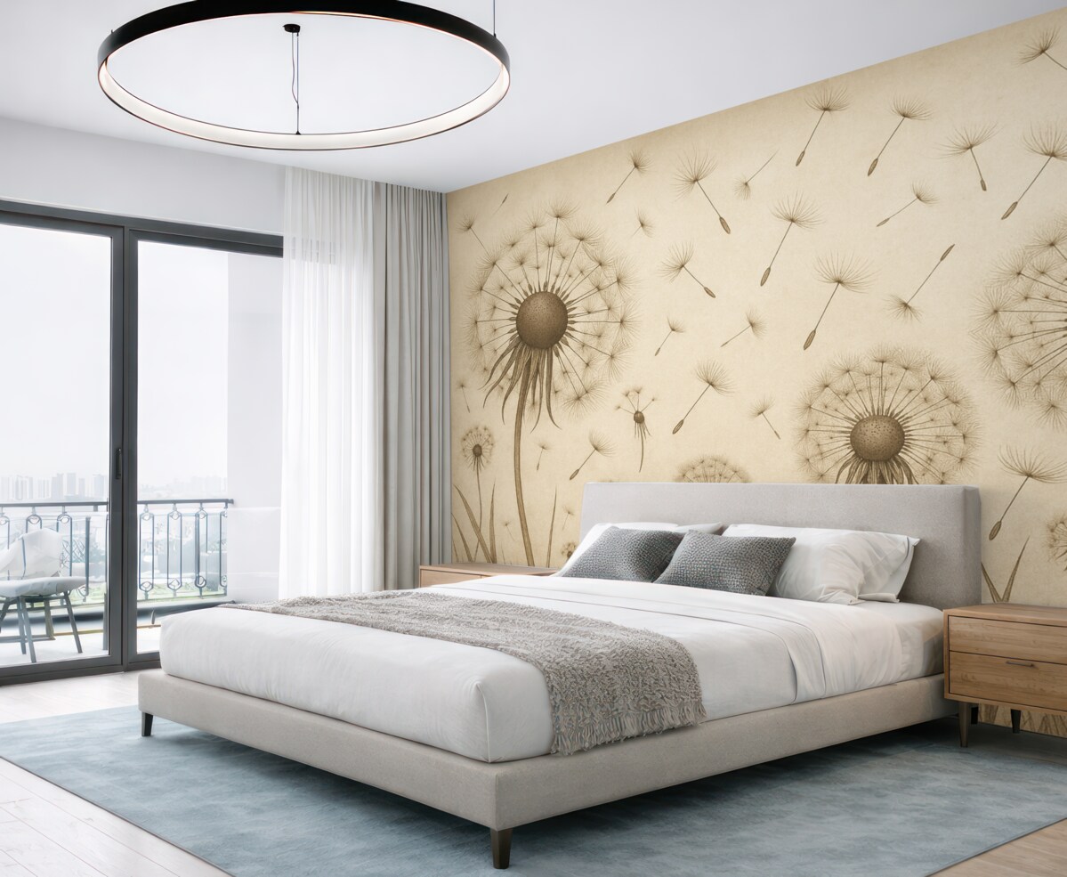 Fototapeta Mlecze w ciemnej tonacji, na tle papieru retro.