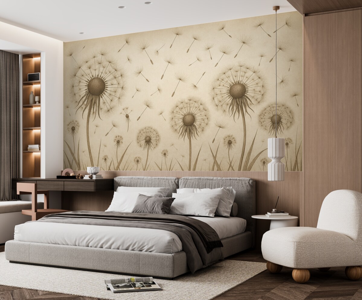 Fototapeta Mlecze w ciemnej tonacji, na tle papieru retro.