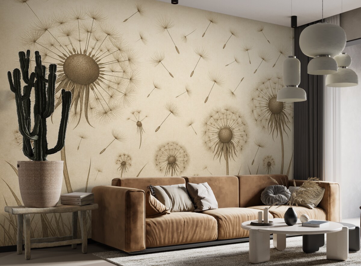 Fototapeta Mlecze w ciemnej tonacji, na tle papieru retro.