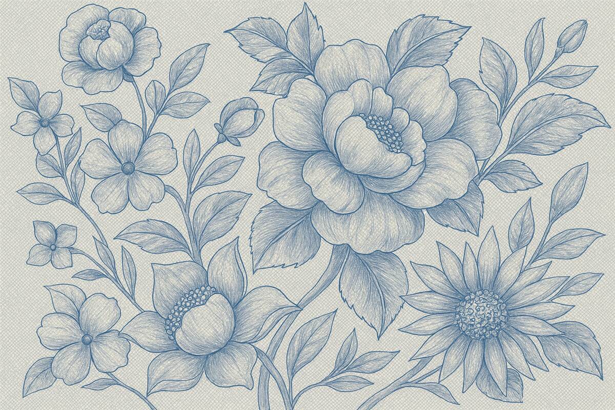 Fototapeta Wielkie kwiaty w błękitnym kolorze.