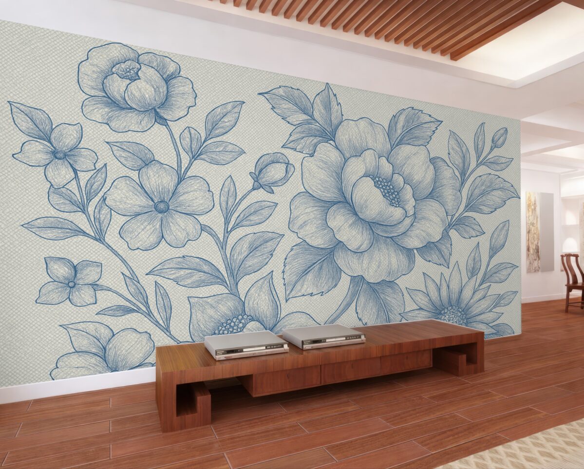 Fototapeta Wielkie kwiaty w błękitnym kolorze.