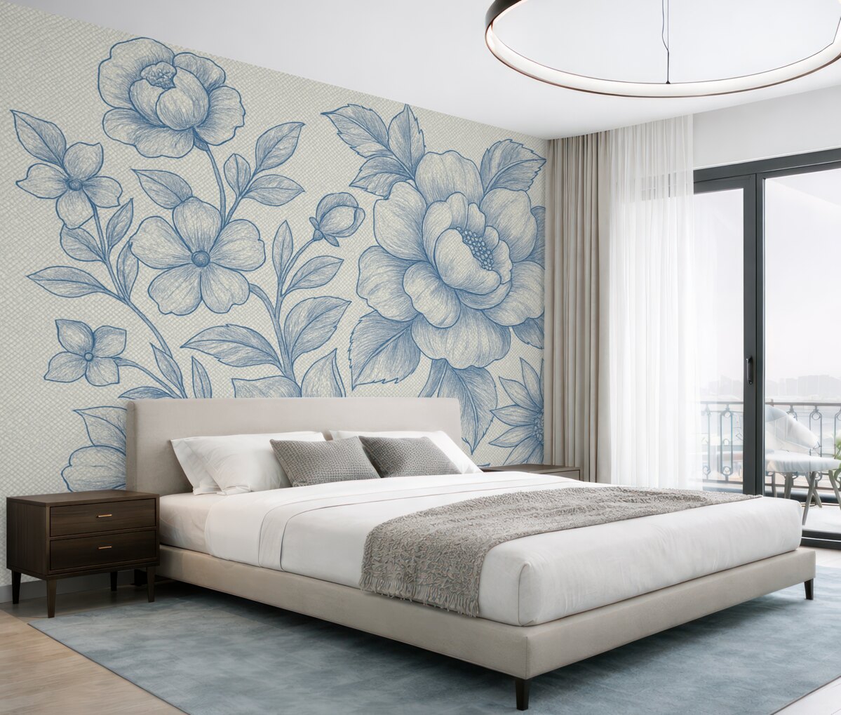 Fototapeta Wielkie kwiaty w błękitnym kolorze.