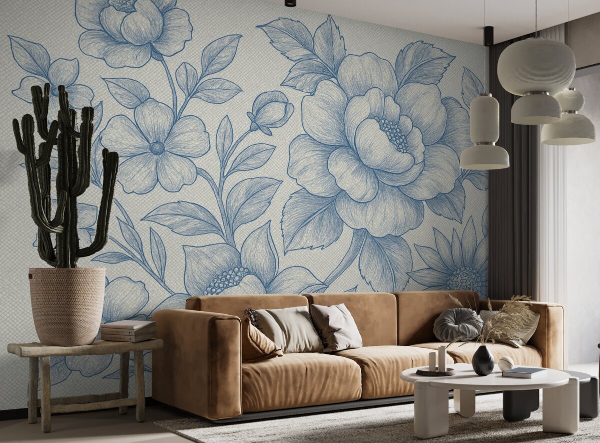 Fototapeta Wielkie kwiaty w błękitnym kolorze.