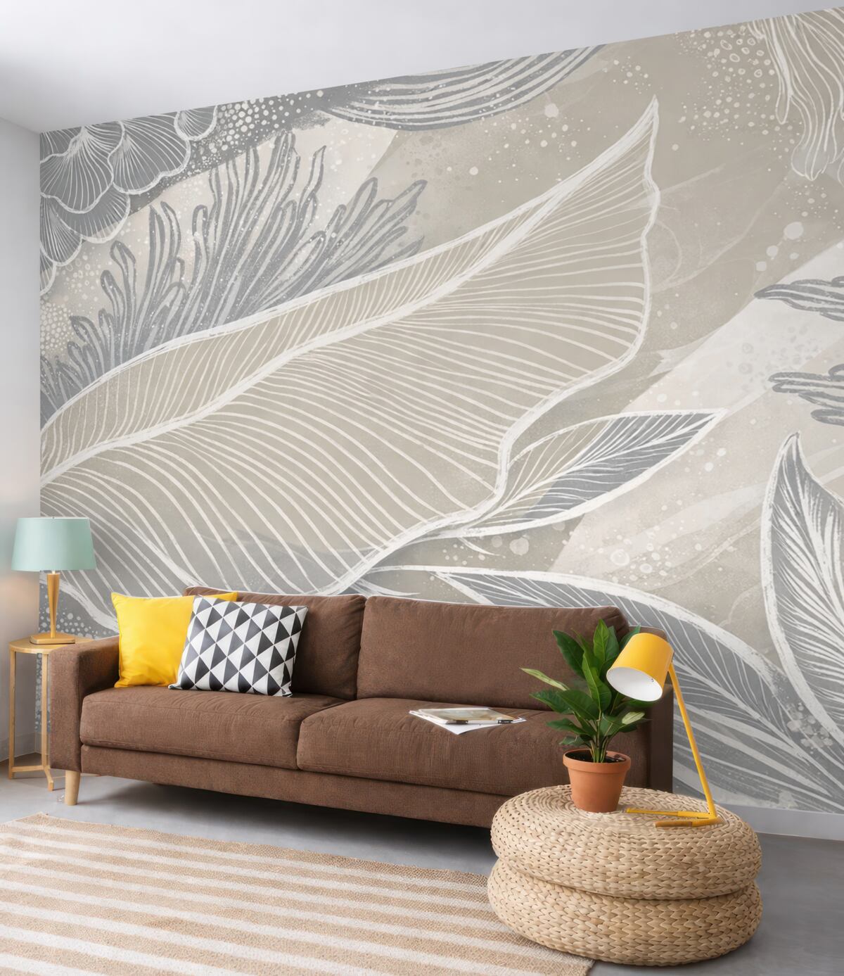 Fototapeta Pastelowy niebiesko-biały abstrakcyjny wzór z naturalnymi kształtami i liniami w subtelnej palecie barw.