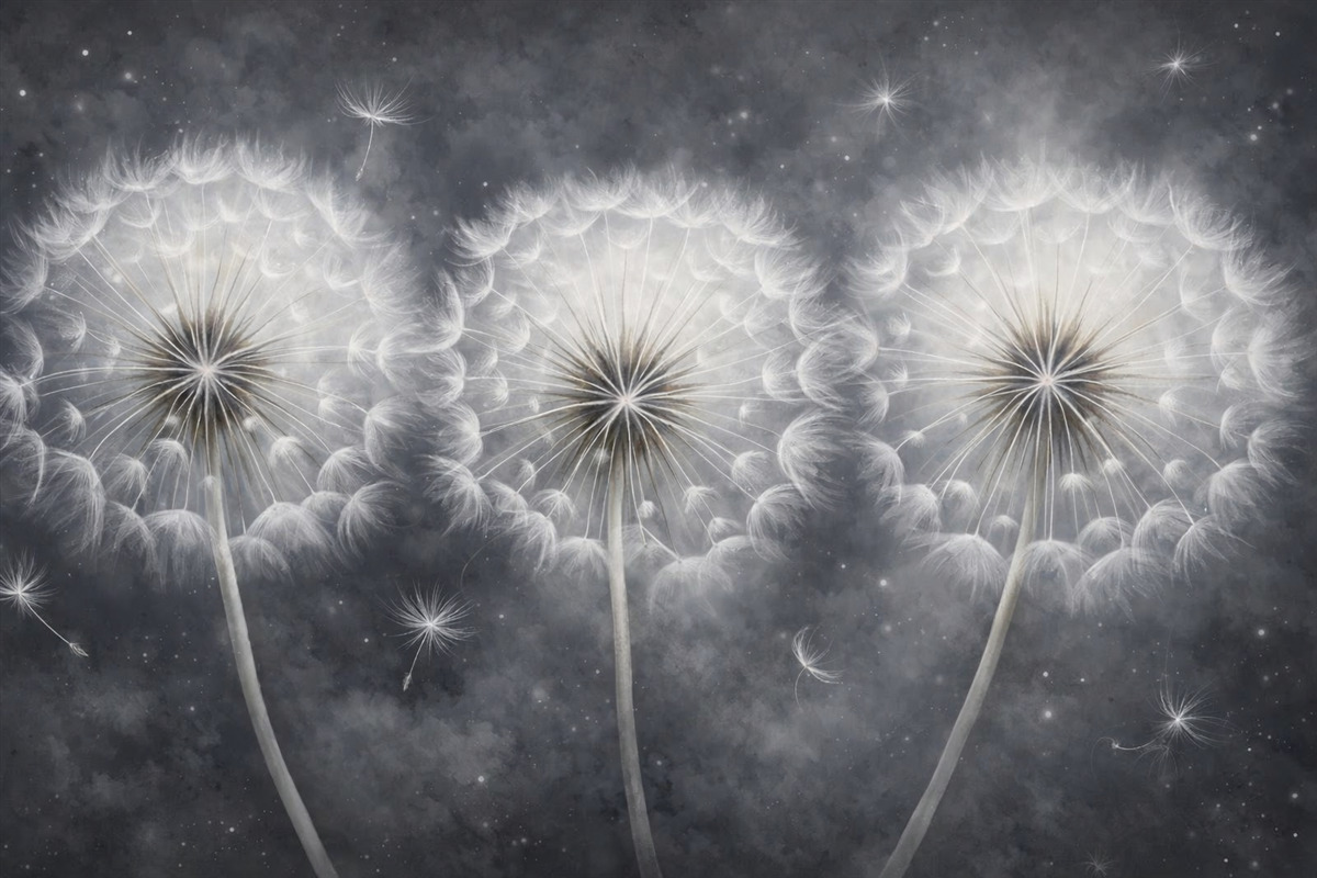 Fototapeta Wielkie, rysowane ręcznie mleczki.