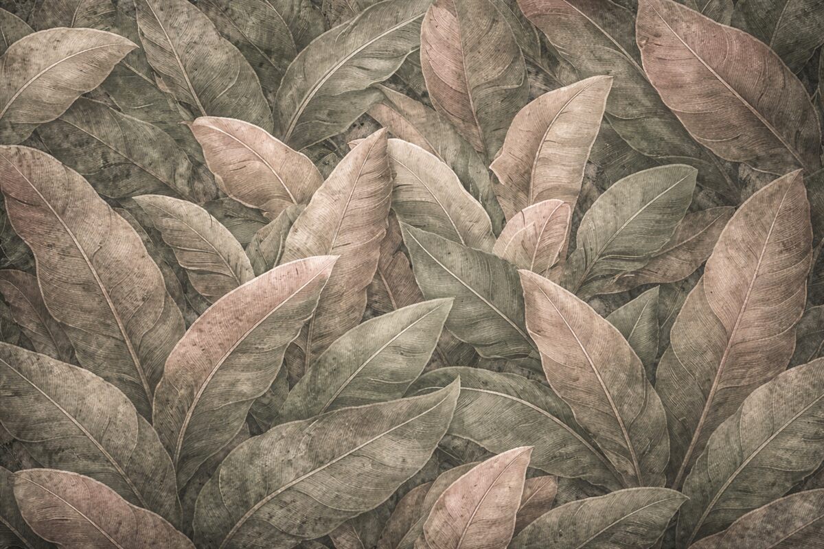 Fototapeta Liście bananowca w retro stylu.