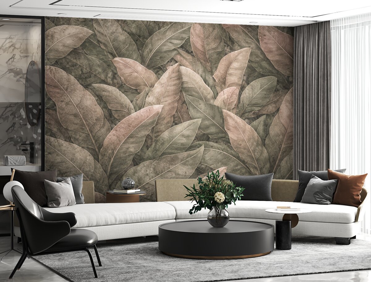 Fototapeta Liście bananowca w retro stylu.