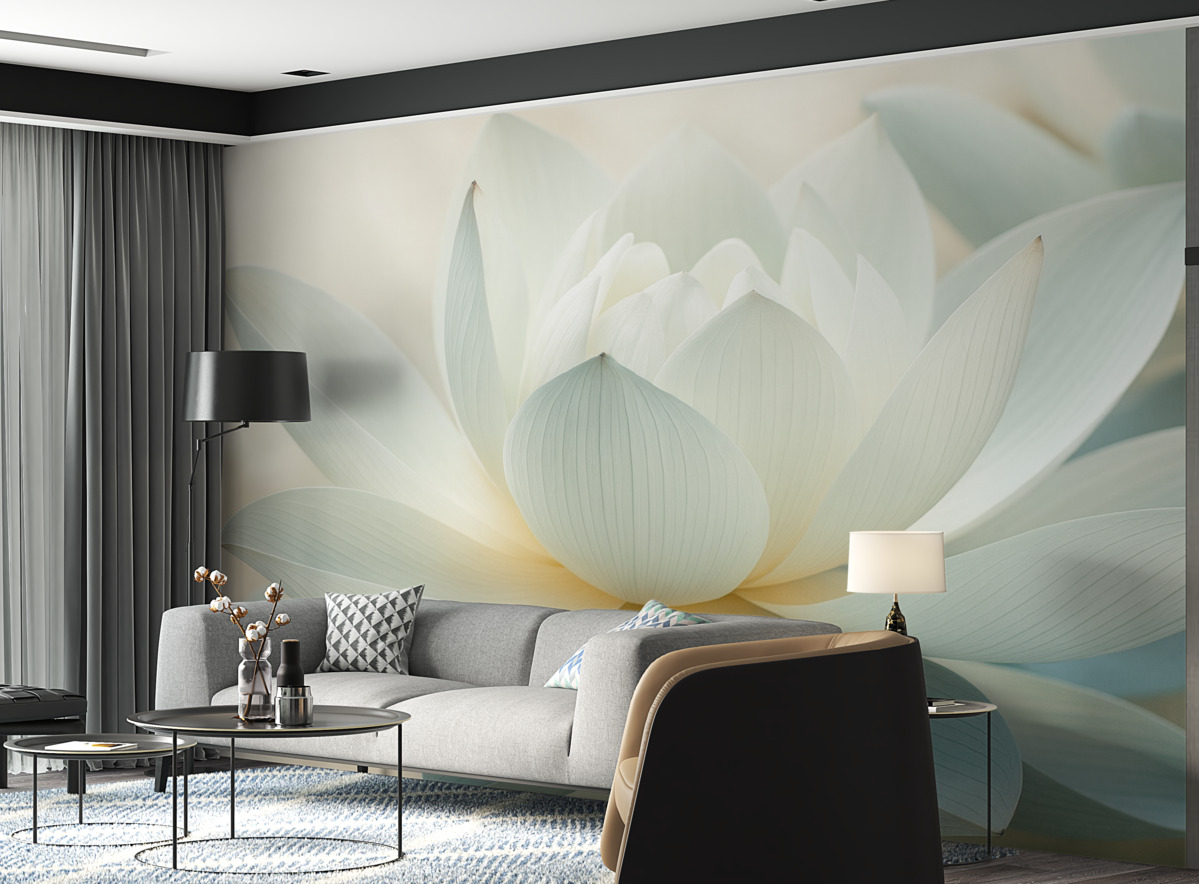 Fototapeta Wytworny lotos w subtelnych barwach.