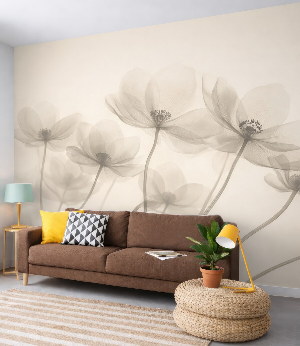 Fototapeta Lekkie kwiaty w beżowej tonacji.