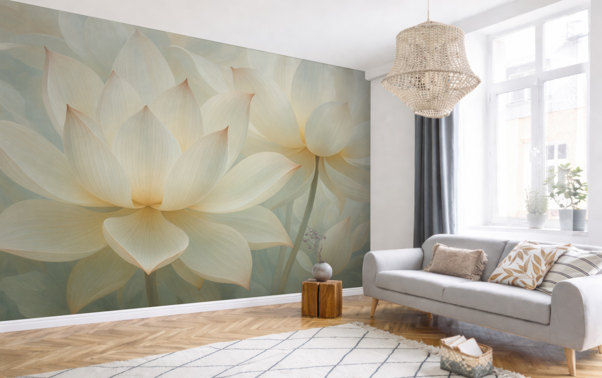 Fototapeta Stylowa kompozycja subtelnych kwiatów lotosu.