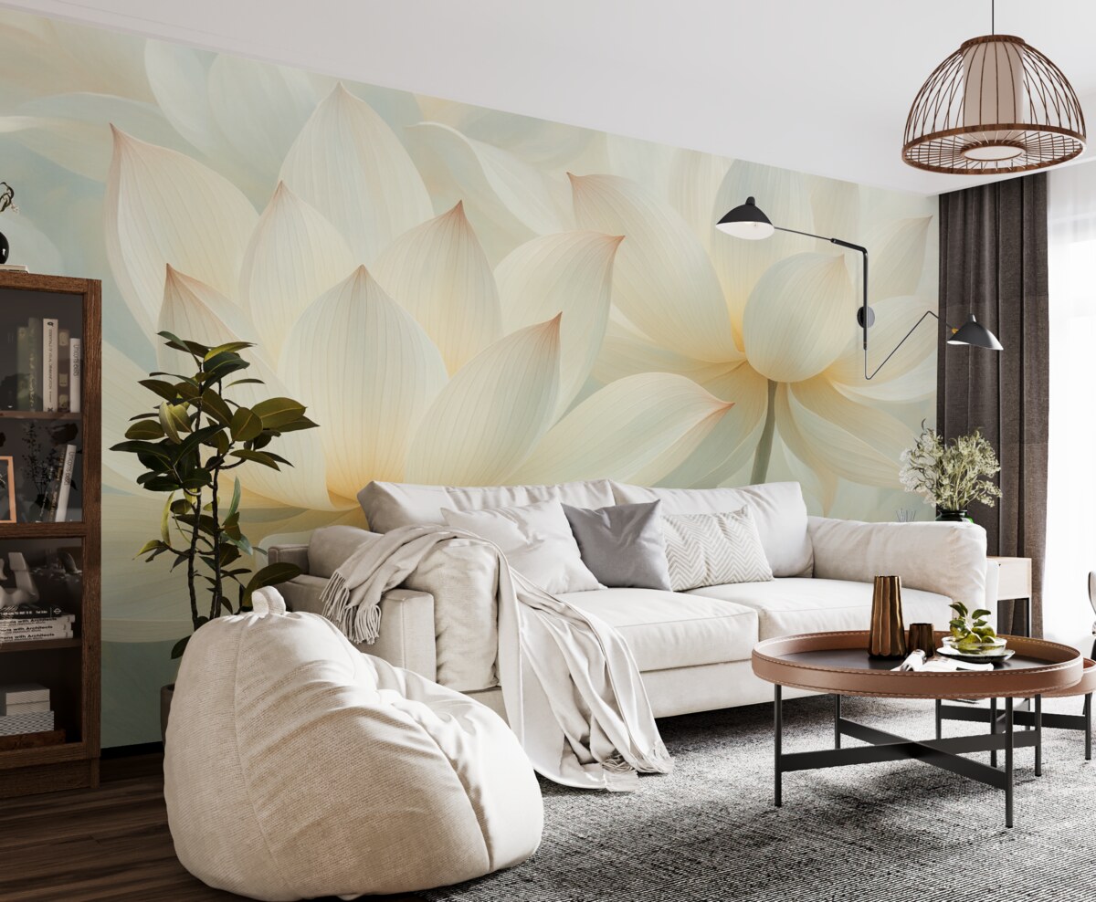 Fototapeta Stylowa kompozycja subtelnych kwiatów lotosu.