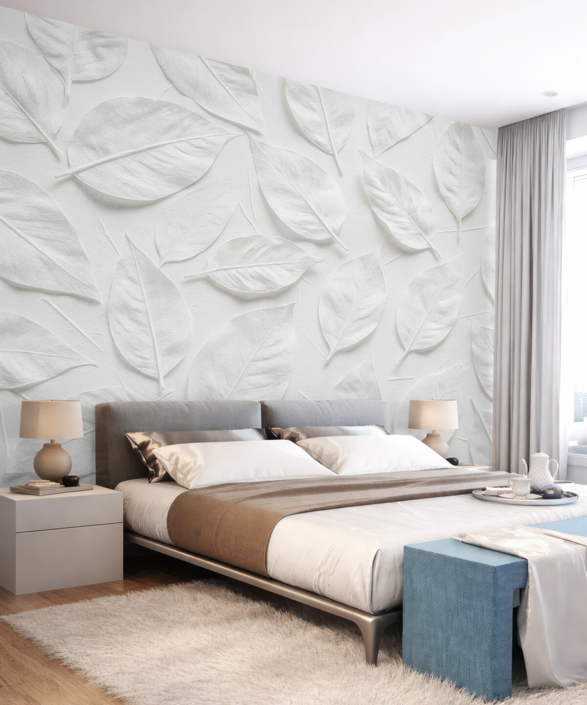 Fototapeta Biała kwiatowa abstrakcja roślin.