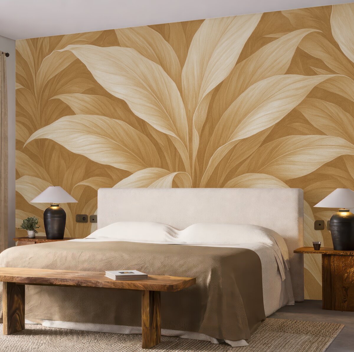 Fototapeta Ogromne liście rośliny w subtelnym różowym odcieniu.