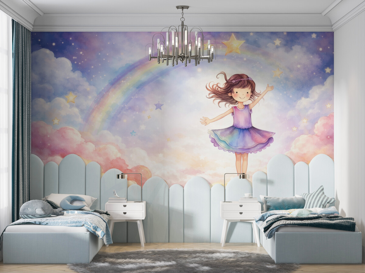 Fototapeta Piękna dziewczyna w obłokach.