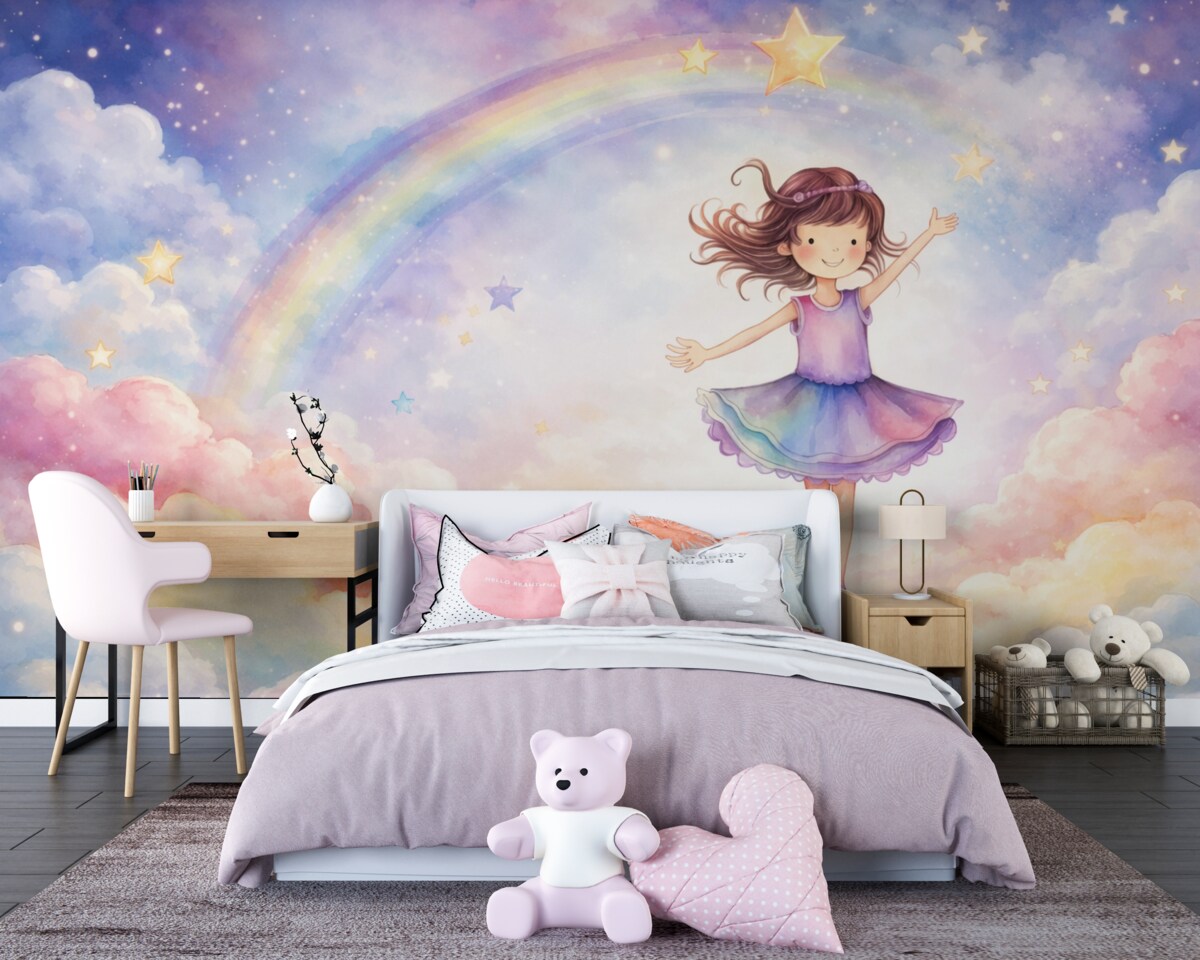 Fototapeta Piękna dziewczyna w obłokach.