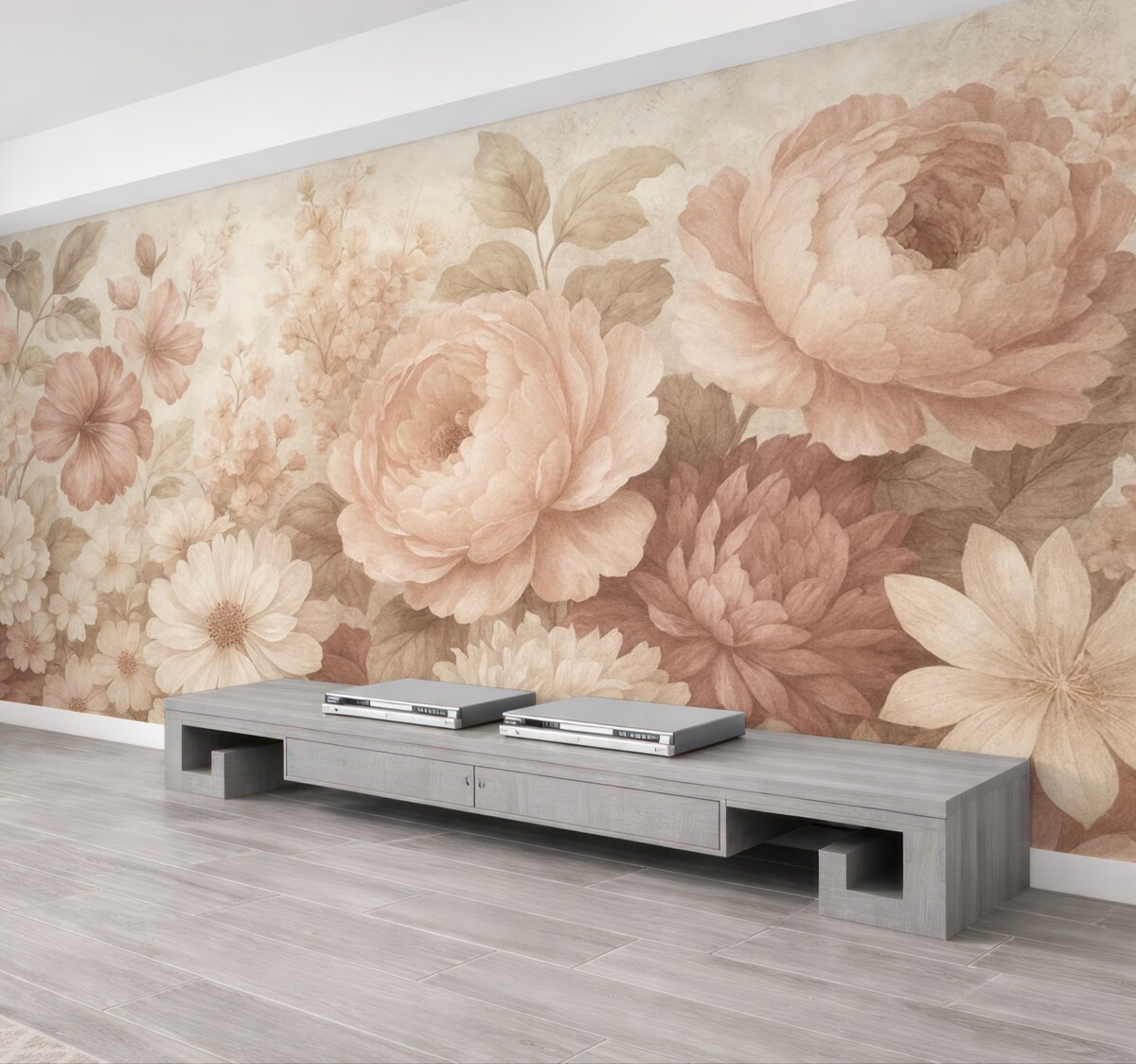 Fototapeta Wielkie kwiaty na postarzałym tle.