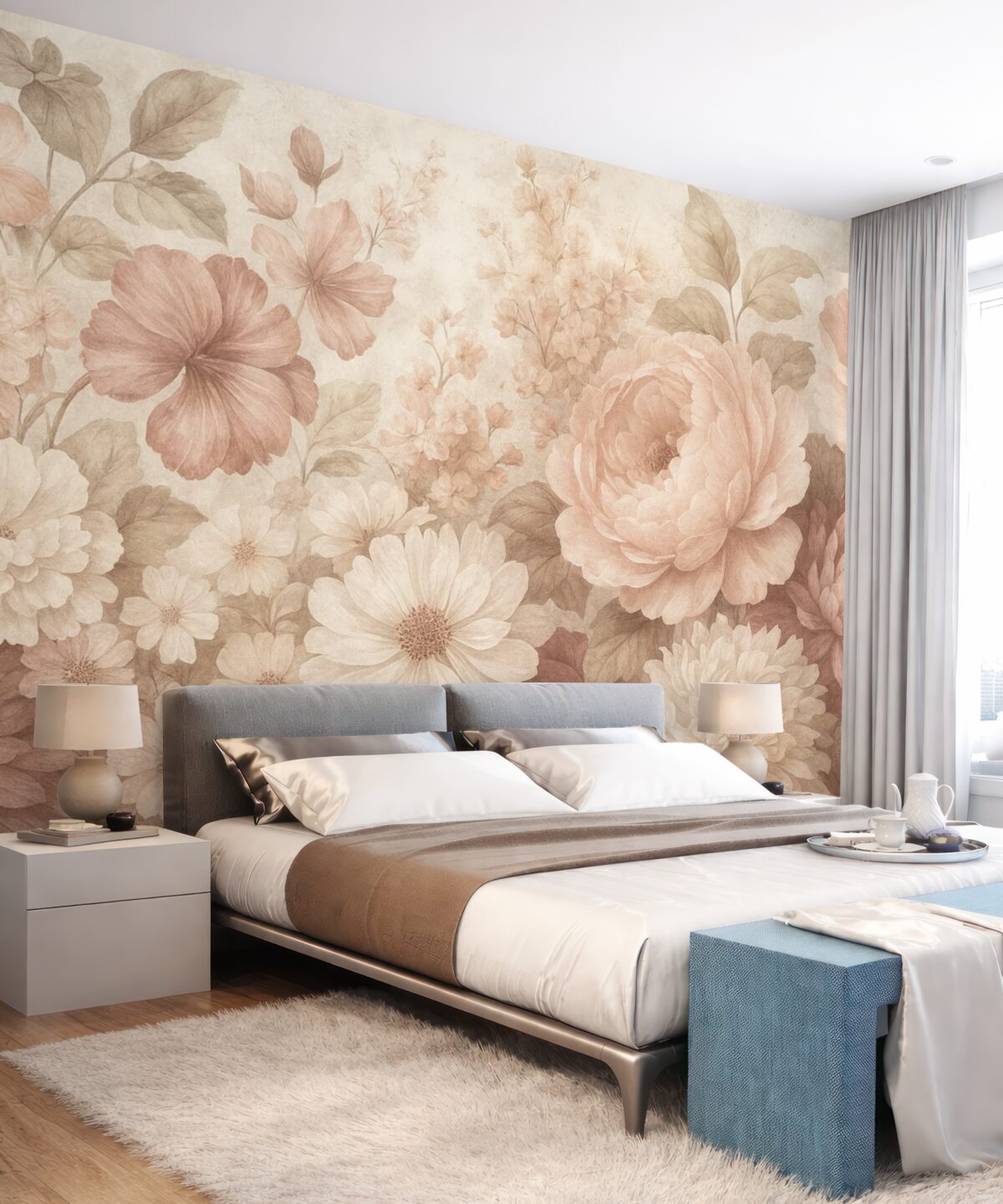 Fototapeta Wielkie kwiaty na postarzałym tle.