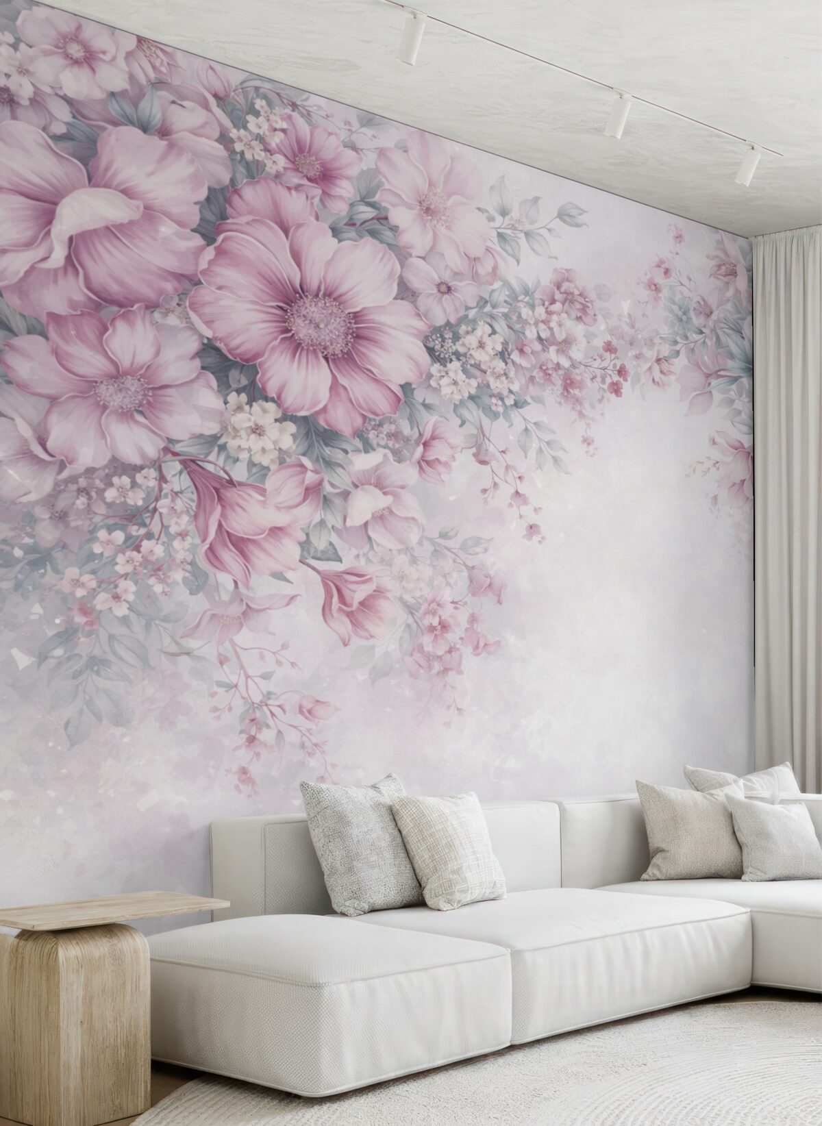 Fototapeta Wielkie kwiaty na ścianie.