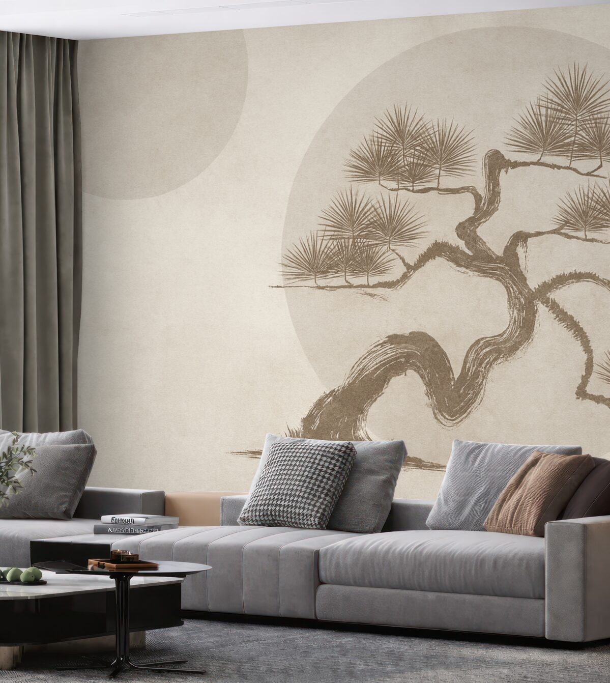 Fototapeta Bonsai Japoński minimalizm geometria z przebarwieniami jako tło.