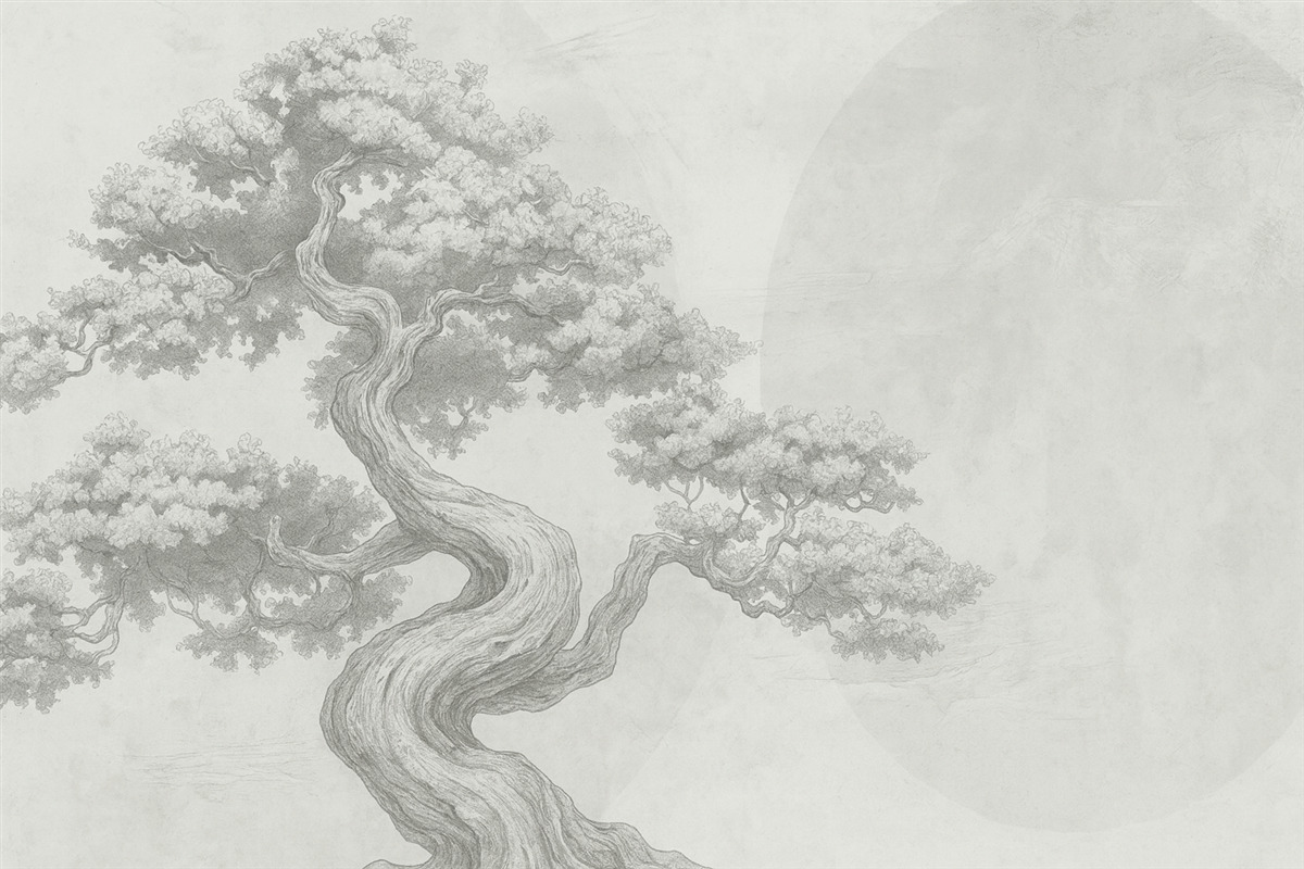 Fototapeta Drzewko bonsai, minimalizm, geometria, grunge, podłoże.