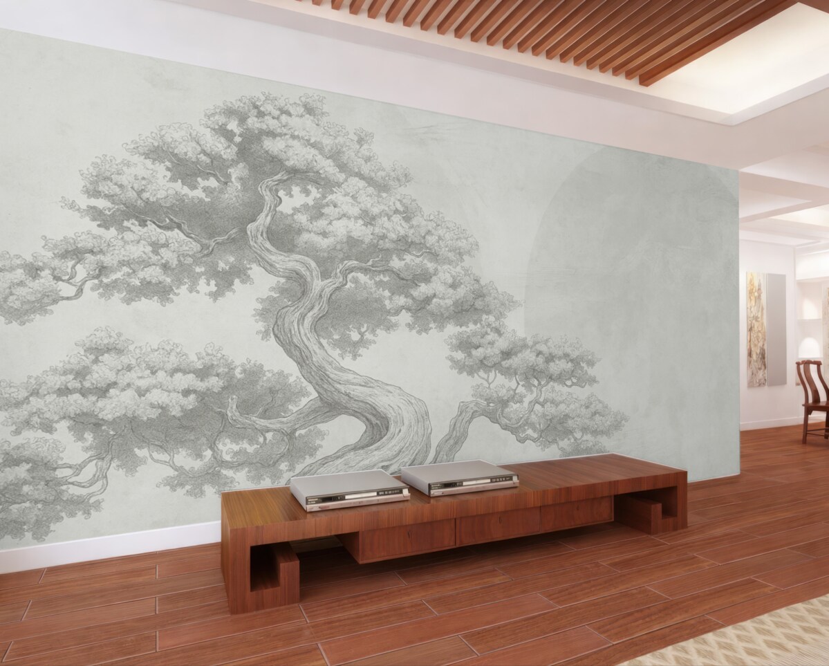 Fototapeta Drzewko bonsai, minimalizm, geometria, grunge, podłoże.