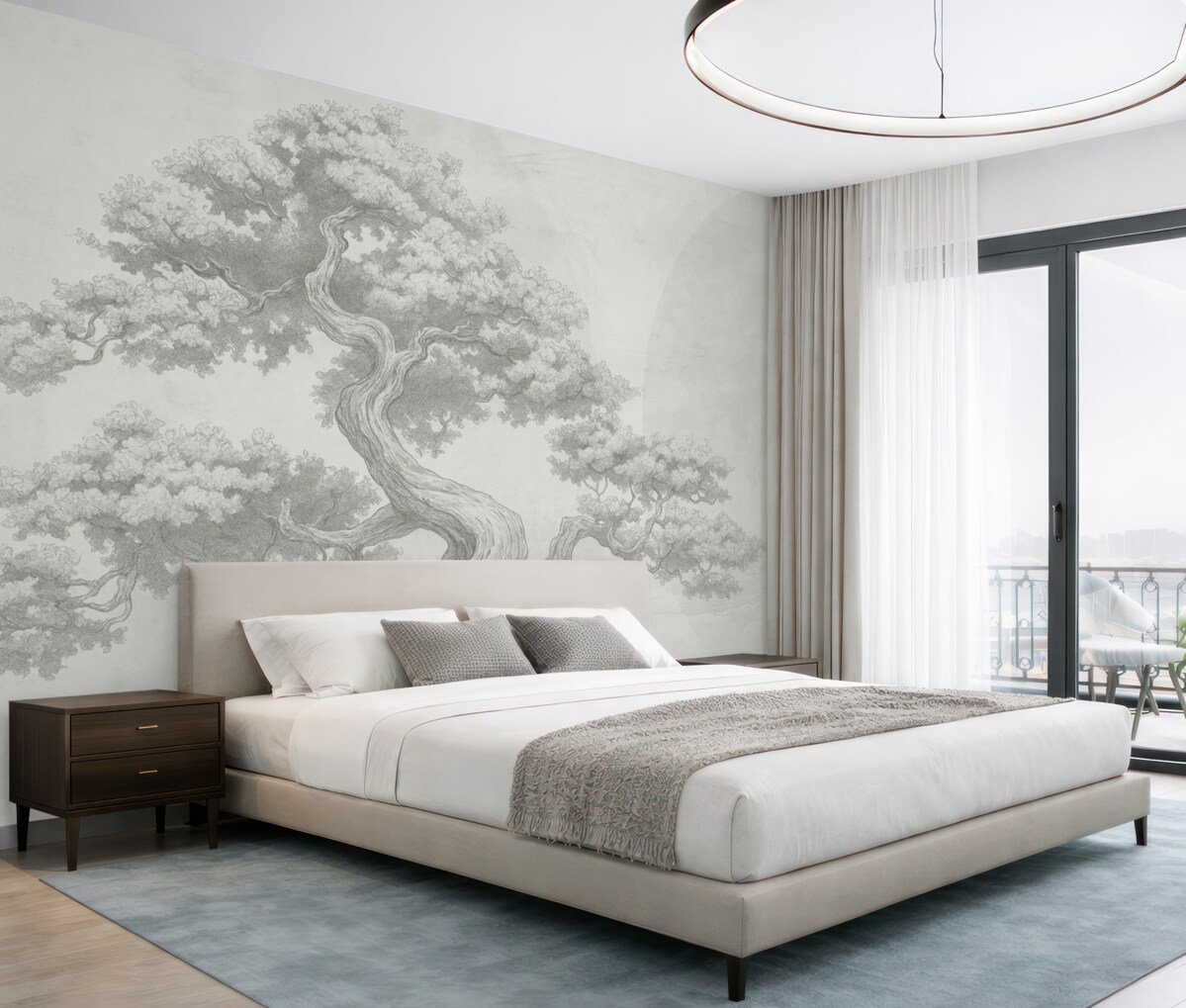 Fototapeta Drzewko bonsai, minimalizm, geometria, grunge, podłoże.