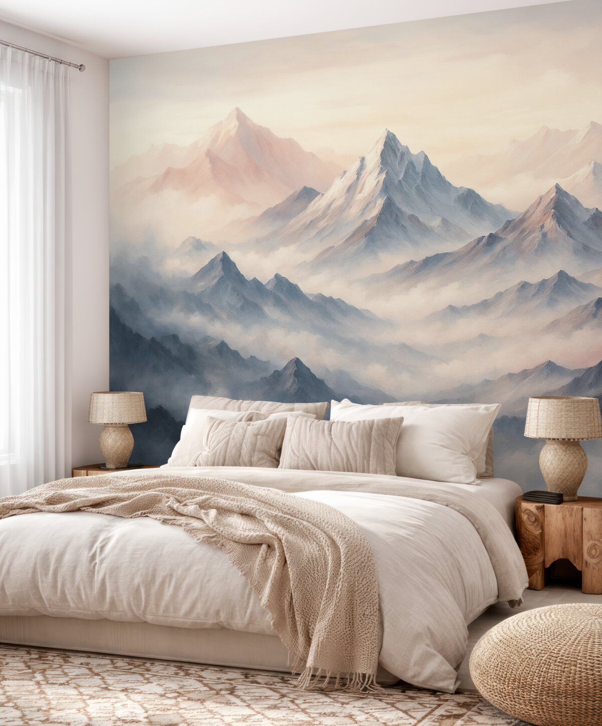 Fototapeta Subtelne akwarelowe szczyty w mgle.