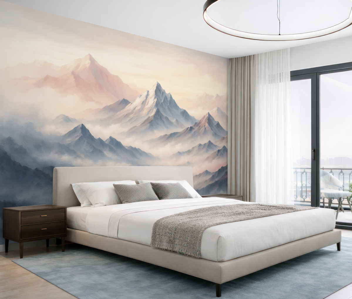 Fototapeta Subtelne akwarelowe szczyty w mgle.