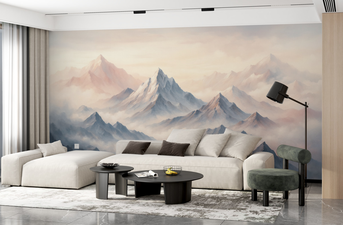 Fototapeta Subtelne akwarelowe szczyty w mgle.