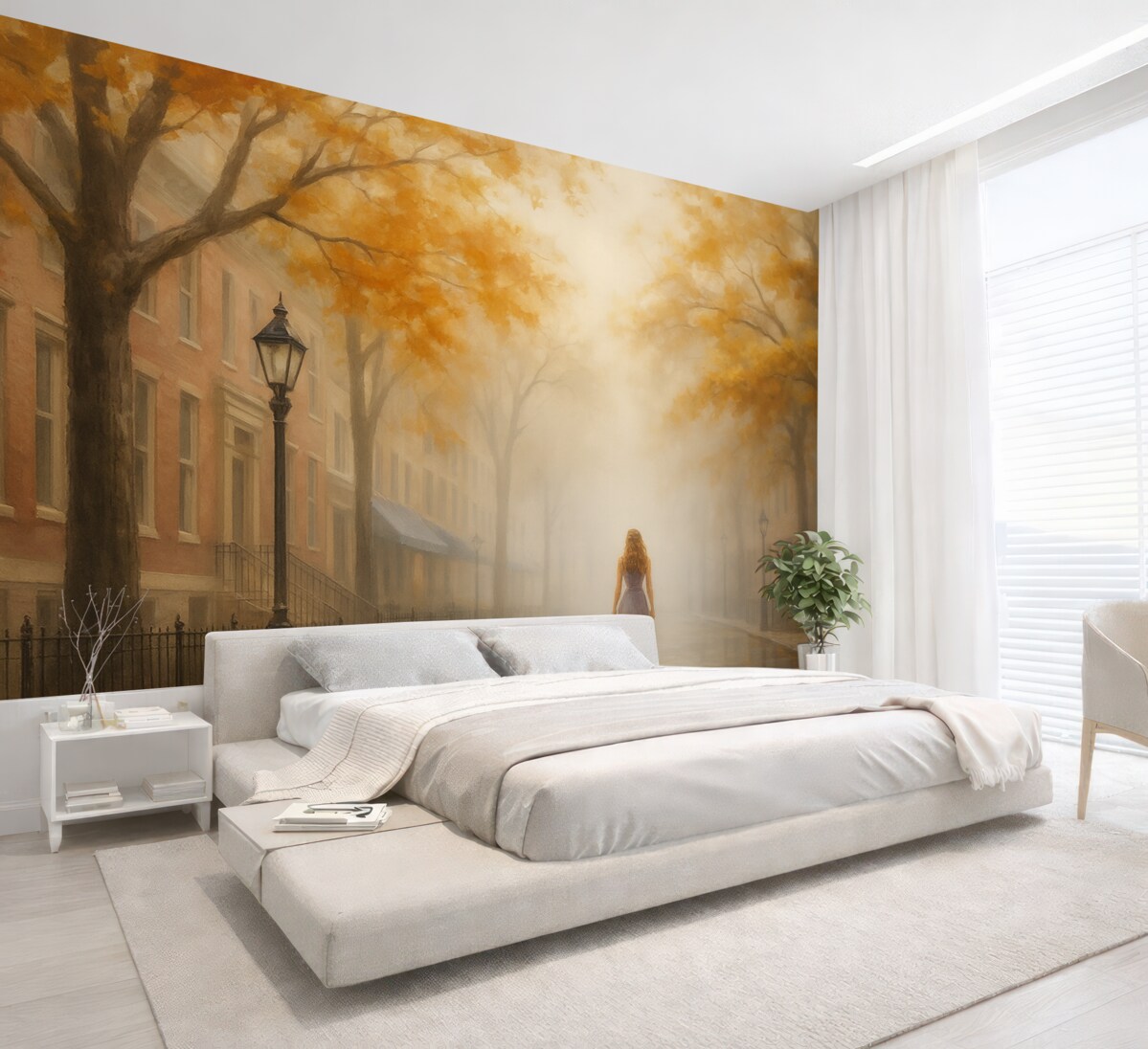 Fototapeta Jesienne miasto w mgle.