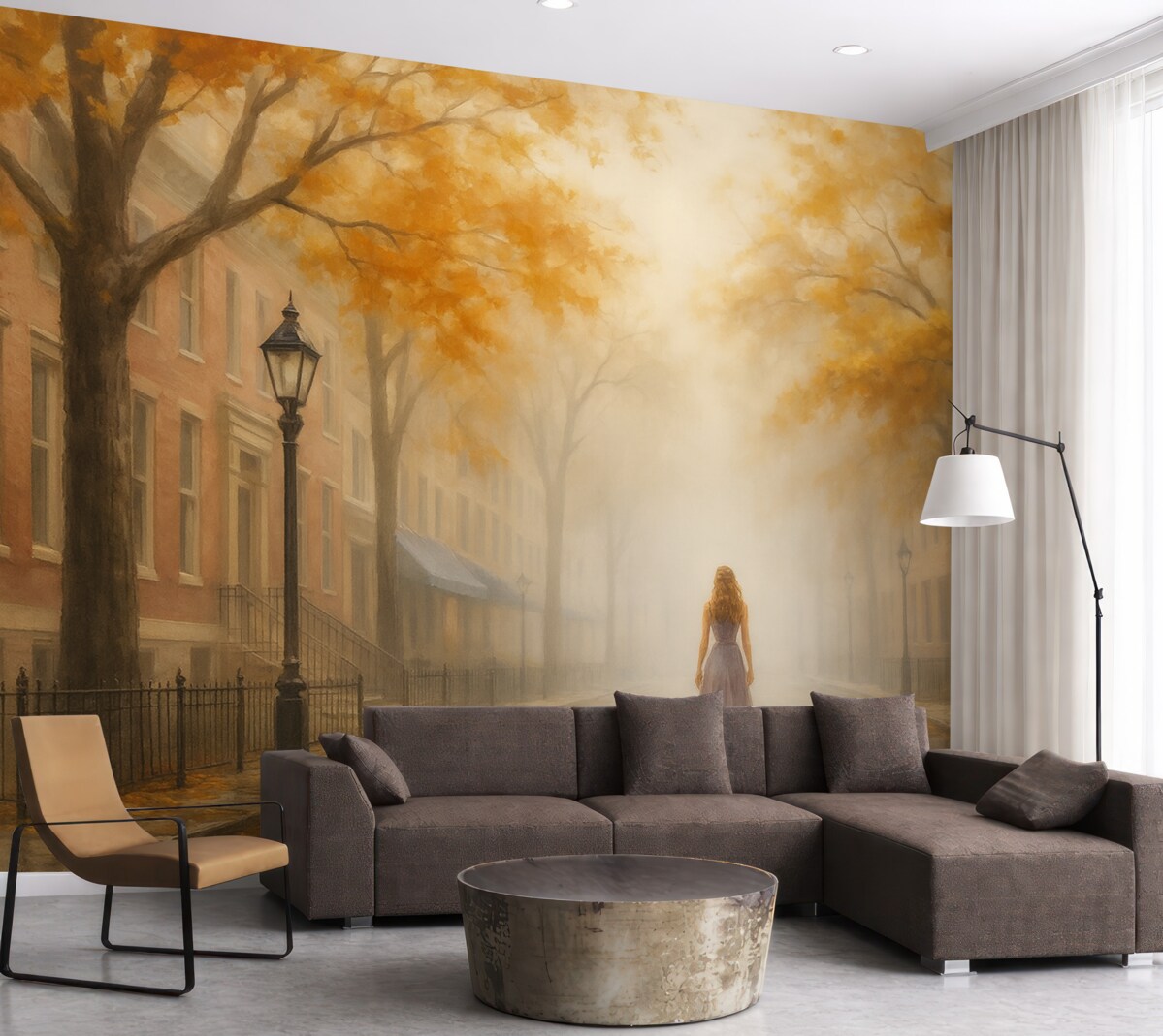 Fototapeta Jesienne miasto w mgle.