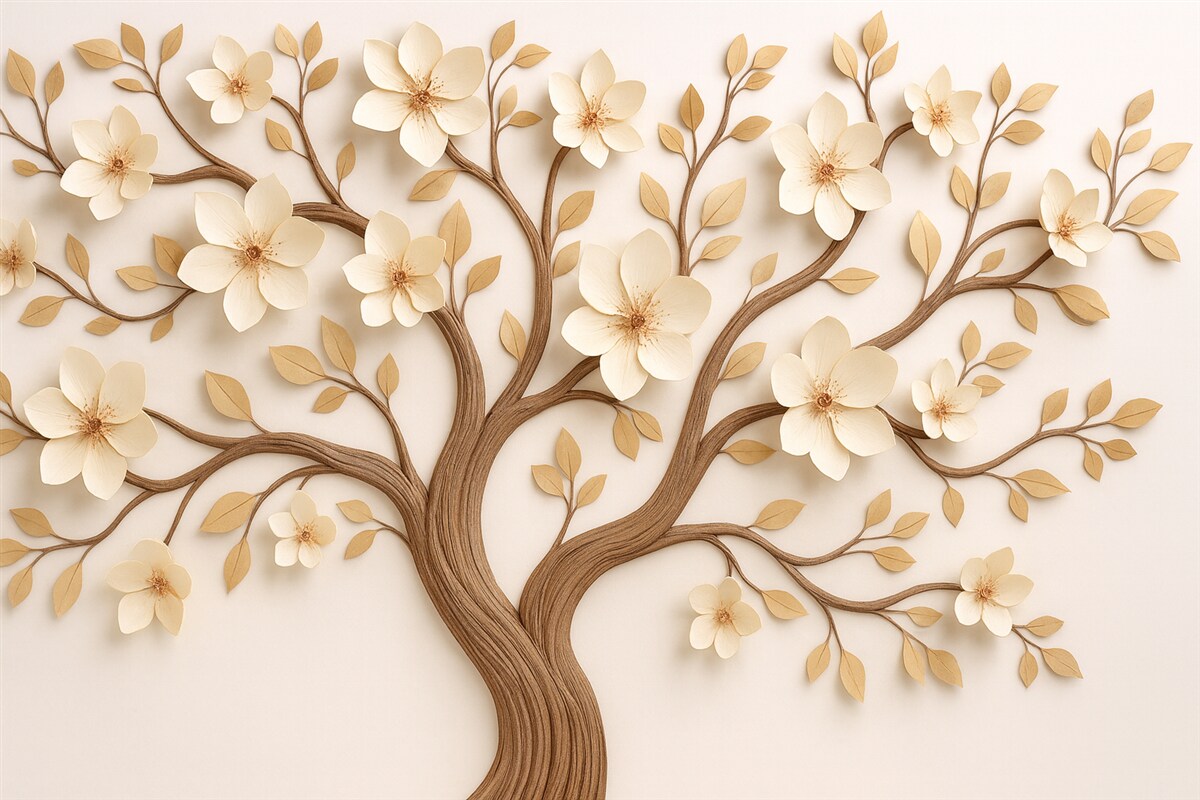 Fototapeta Drzewo z jasnymi bukietami.